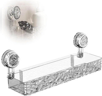 No-Drill Suction Cup Shower Caddy, Large Capacity Bathroom Storage Organizer with Shelf, Strong Hold Wall Mounted Box for Shower Accessories (Silver) (silver)