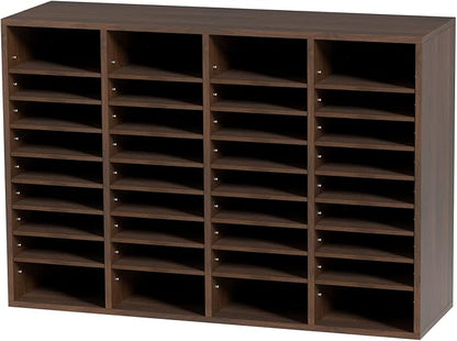 VEVOR Literature Organizers, 36 Compartments Office Mailbox with Adjustable Shelves, Wood Literature Sorter 39.3x12x26.8 inches for Office, Home, Classroom, Mailrooms Organization, EPA Certified Brown