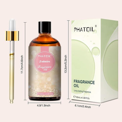 PHATOIL J'admire Fragrance Oils for Aromatherapy, 3.38FL.OZ Diffuser Oils for Home, Perfect for Aromatherapy, Humidifiers, Yoga, DIY Candle and Soap Making - 100ml
