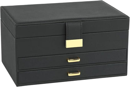Jewelry Boxes for Women, Jewelry Holder Organizer for Christmas Gift, Jewelry Boxes & Organizers for Rings Earring Necklace Bracelet Watch, Black