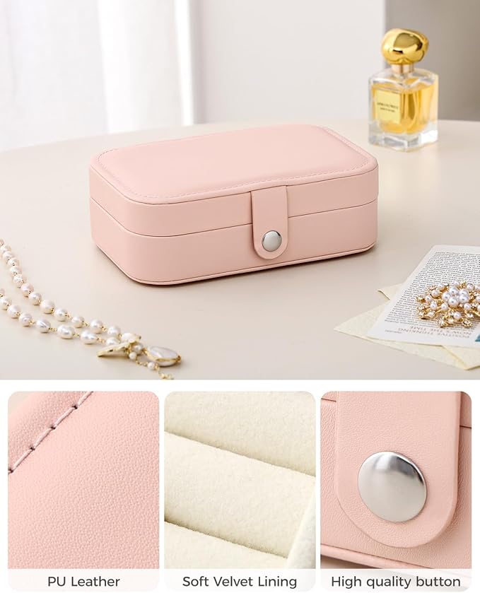 CASEGRACE Jewelry Box For Women Portable Travel Jewelry Case for Necklace Earring Rings Jewelry Holder Case Gift Box Girls