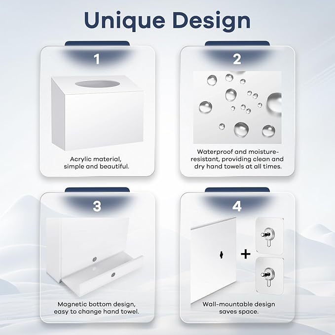 Acrylic Hand Towel Box Cover Compatible with Kleenex Disposable Hand Towels Wall-Mounted Paper Towel Dispenser Suitable for Tabletop, Bathroom, Car, and Office Use Valentine's Day Gifts (White)