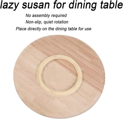 Large Lazy Susan Turntable, Wooden Round Tray Rotating for Dining Table Top Centerpiece Silent Smooth SpinBy Hand Kitchen Turntable Organizer, Easy to Clean (Brown, 35.4 in)