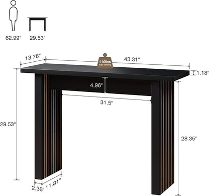 Fluted Entryway Console Table, Wooden Rectangular Sofa Table for Entrance, Narrow Wood Entryway Small Long Entry Table for Hallway, Living Room (Black)