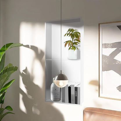 Shower Niche 12 X 24 in No Tile Needed, White Double Shelves Recessed Wall Niche Shelf for Bathroom Storage, Stainless Steel