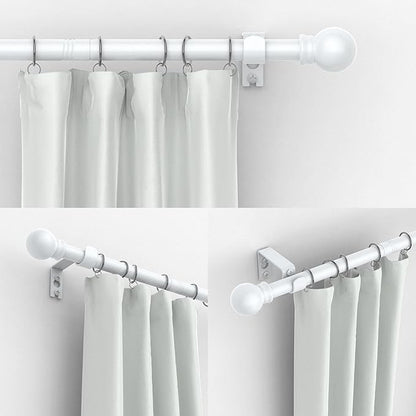 Thestoa Curtain Rods for Windows 48 to 84-92 Inch, White, Stainless Steel Rods for Bedroom, Living Room, Kitchen, Farmhouse, Outdoor