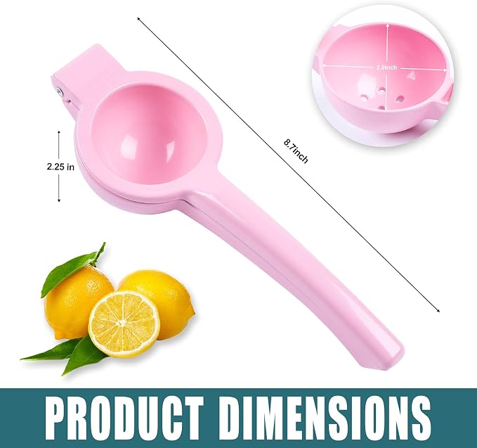 Y-ME Manual Juicer Citrus Lemon Squeezer, Fruit Juicer Lime Press Metal, Professional Hand Juicer Kitchen Tool(Pink）