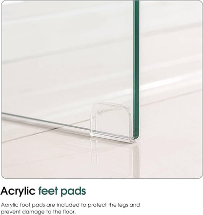 ivinta Glass Console Table with Storage, 31.5'' Modern Narrow Entryway Table with Storage Shelves for Living Room, Hallway, Foyer, Bedroom or Small Spaces 5103 (Natural)