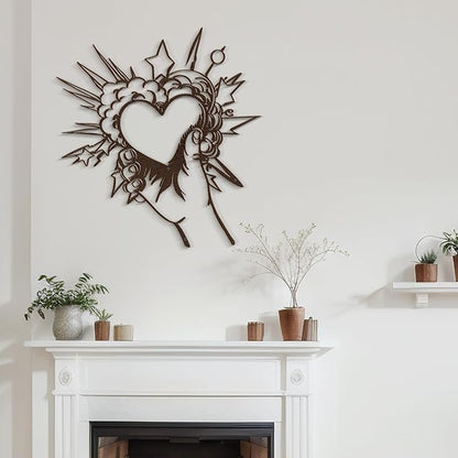 SIGNLEADER Metal Wall Art Decor I Love You Heart Modern Abstract Wall Sculpture Hangings Home Decoration for Living Room, Bedroom, Bathroom, Kitchen, Outdoor - 30" Bronze