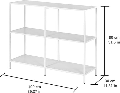 HDANI 39.4 Inch Metal Console Table with 3 Tier Strage Shelves,Narrow Entryway Table,Modern Sofa Tables for Entryway, Living Room,Bedroom,White
