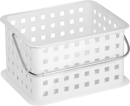 iDesign Portable Shower Caddy Basket with Handle for College Dorm or Bathroom - White - Made in USA