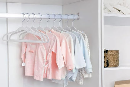 ManGotree 11" Baby Velvet Hangers, Non-Slip Kids Coat Hangers with 360° Swivel Hook, Ultra-Thin Felt Children's Hanger for Infant & Toddler Clothes, 66 Pack (White)