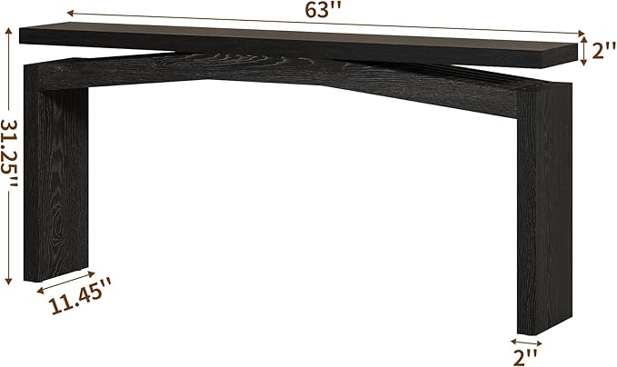 Black Console Tables for Entryway Living Mid-Century, Rectangular Sofa Tables Narrow Long Behind Couch, Wooden Entry Way Foyer Hallway Table for Home, Living Room, Apartment, Black