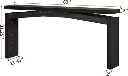 Black Console Tables for Entryway Living Mid-Century, Rectangular Sofa Tables Narrow Long Behind Couch, Wooden Entry Way Foyer Hallway Table for Home, Living Room, Apartment, Black