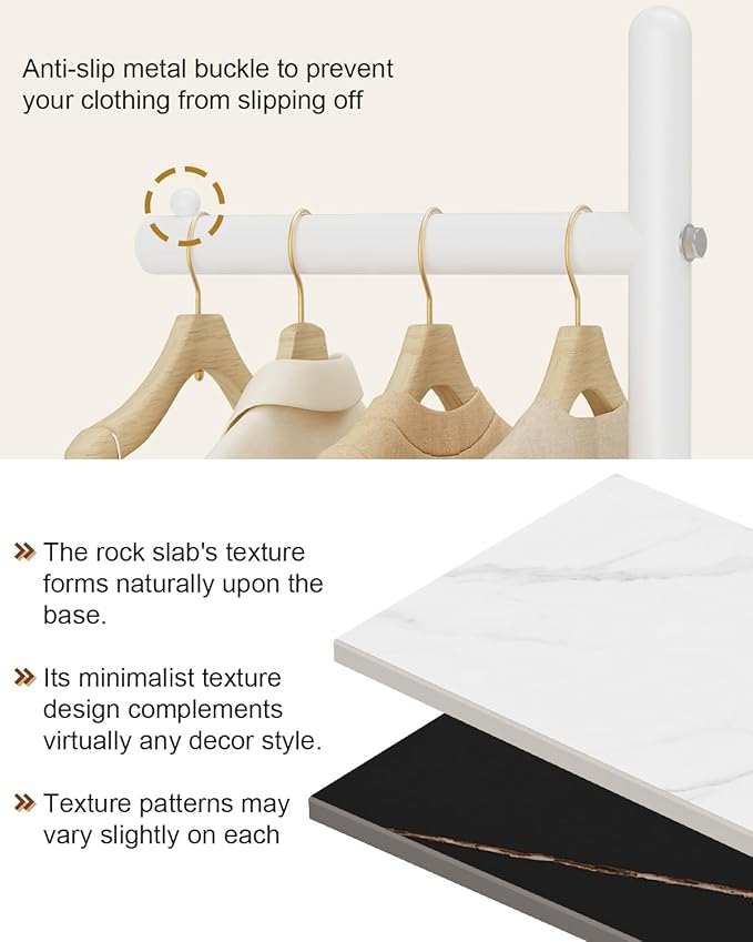 Yawinhe Metal Coat Rack, Coat Tree with Rock Base,L Shaped Freestanding Hall Tree, Clothes Hanger Stand Suitable for Bedroom, Hallway, Entrance,68.5 Inches High,White,USMJ101W