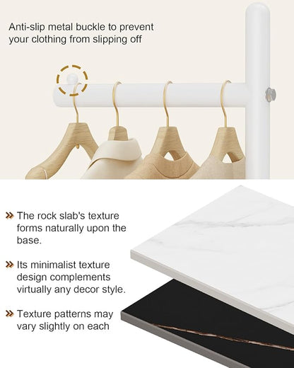 Yawinhe Metal Coat Rack, Coat Tree with Rock Base,L Shaped Freestanding Hall Tree, Clothes Hanger Stand Suitable for Bedroom, Hallway, Entrance,68.5 Inches High,White,USMJ101W