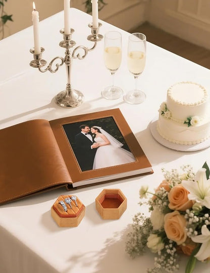 Velvet 3 Slots Jewelry Ring Box Engagement Wedding Box Keepsake Box Bridal Photo Ring Triple Slots Hexagon