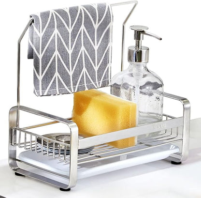 kaileyouxiangongsi Sponge Holder - Kitchen Sink Organizer - Sink Caddy - Sink Tray - SUS304 Stainless Steel Soap Holder,9.45 x5.15 x8.1 inches,Large Size