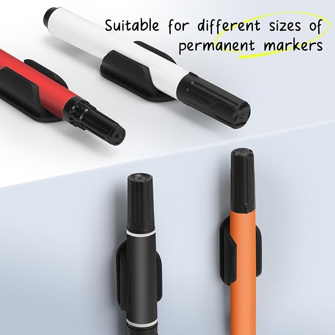 AIERSA Large Silicone Marker Holder for White Board, Dry Erase Adhesive Marker Holder, Marker Holder for Classroom Desk, Clipboard, Lockers, Wall, Single Marker Holder for School Office Supplies