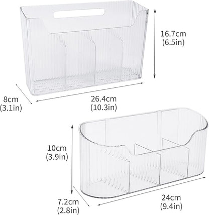2 Pack Foil and Plastic Wrap Storage Rack, Adhesive Aluminum Foil Organizer for Cabinet Door and Pantry, Space-Saving Wrapping Paper Storage for Kitchen Cabinets, No Drilling, Clear