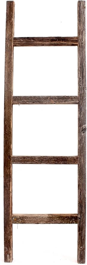 BarnwoodUSA Rustic Farmhouse Decorative Ladder - Our 47 inch Ladder can be Mounted Horizontally or Vertically and is Crafted from Upcycled Wood | No Assembly Required | Weathered Gray