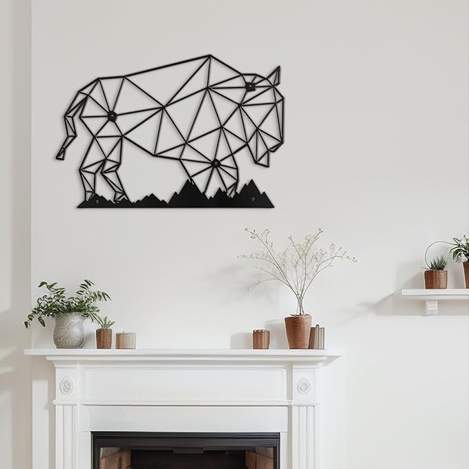 SIGNLEADER Metal Wall Art Decor Cow Wildlife Modern Abstract Wall Sculpture Hangings Home Decoration for Living Room, Bedroom, Bathroom, Kitchen, Outdoor - 24" Black