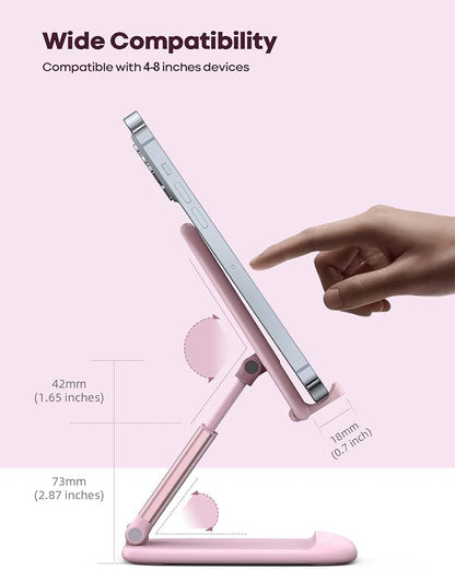 Lamicall Pink Phone Holder, Desk Accessories - Rose Gold Pink Office Cell Phone Holder, Desktop, Office Desks Accessories, Desk Decor Gifts for Women, for Mothers Day, 4-8'' Telephone Stand