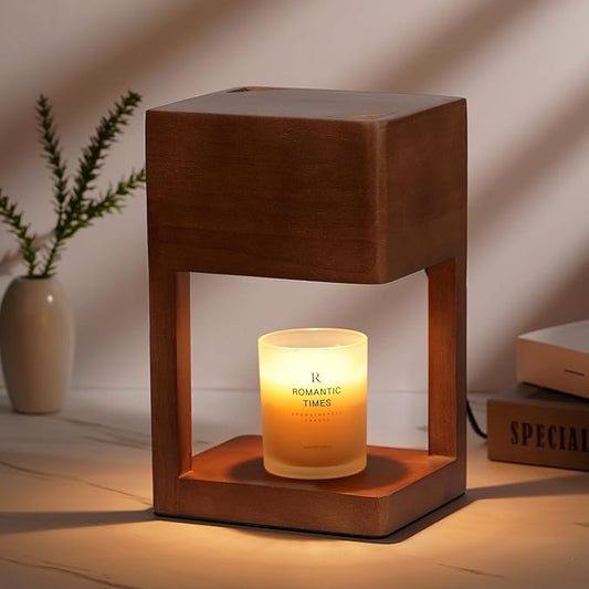 Candle Warmer Lamp Wood with Timer, Dimmable Electric Candle Lamp Warmer for Jar Candles, 2*35 Watt Bulb, Mothers Day Birthday Gifts for Women Men, Decorative Wooden Candle Lamp for Bedroom Home Decor