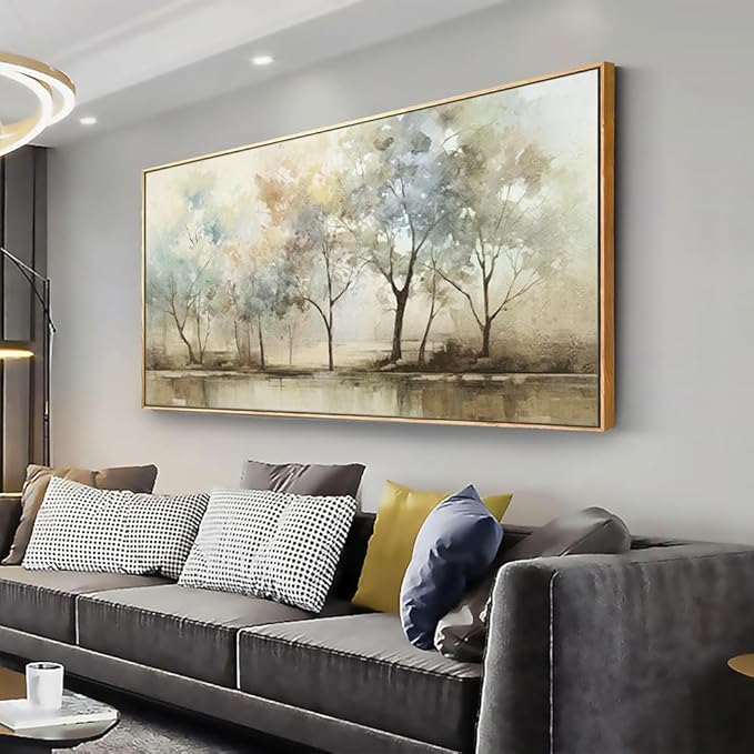 VHMING Abstract Wall Art Artwork Retro Trees Pictures Decor Canvas Painting Framed Ready to Hang Living Room Bedroom and Office Wall Decor 24x48 Inch