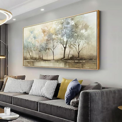 VHMING Abstract Wall Art Artwork Retro Trees Pictures Decor Canvas Painting Framed Ready to Hang Living Room Bedroom and Office Wall Decor 24x48 Inch