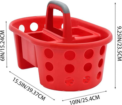 Large Shower Caddy Portable 2PC - Made in USA Plastic Jumbo Size Dorm Storage Candy Tote with Handle Shower Organizer for Bathroom, Pantry, Kitchen, College Dorm, Red
