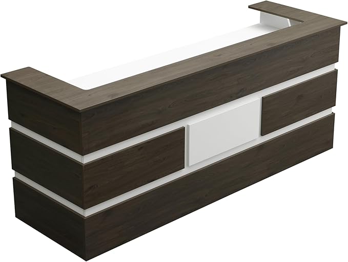 Mares 87" Wood Office Reception Desk Counter & Drawers w/Telescopic Rails & Chrome Handles | Cable Grommet Holes | Option to Add Logo | Front Table Furniture Nail Hair Beauty Salon Spa Restaurant