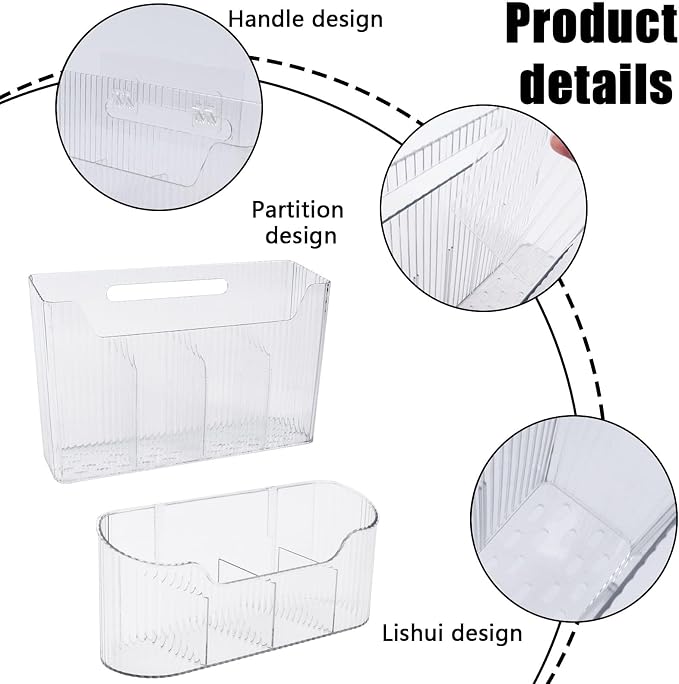 2 Pack Foil and Plastic Wrap Storage Rack, Adhesive Aluminum Foil Organizer for Cabinet Door and Pantry, Space-Saving Wrapping Paper Storage for Kitchen Cabinets, No Drilling, Clear
