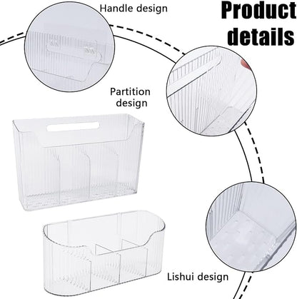 2 Pack Foil and Plastic Wrap Storage Rack, Adhesive Aluminum Foil Organizer for Cabinet Door and Pantry, Space-Saving Wrapping Paper Storage for Kitchen Cabinets, No Drilling, Clear