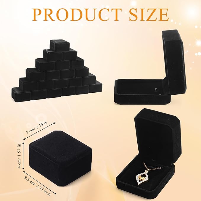 Quelay 48 Pcs Velvet Necklace Box Jewelry Pendant Gift Box for Business Selling Display Holder Case for Wedding Engagement Birthday Anniversary(Black)