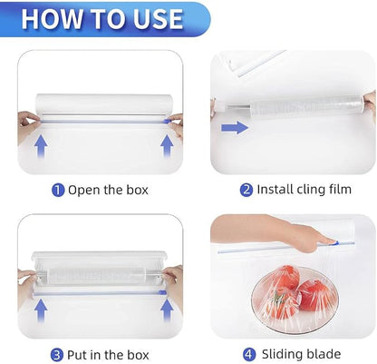Refillable Plastic Wrap Dispenser with Slide Cutter, Fovanga cling wrap with slide cutter for 250ft Tin Aluminum Foil Dispenser