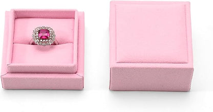 Oirlv Ring Gift Box with Lid Magnetic Boxes for Wedding Proposal Gift Birthday Present with Card(Pink)
