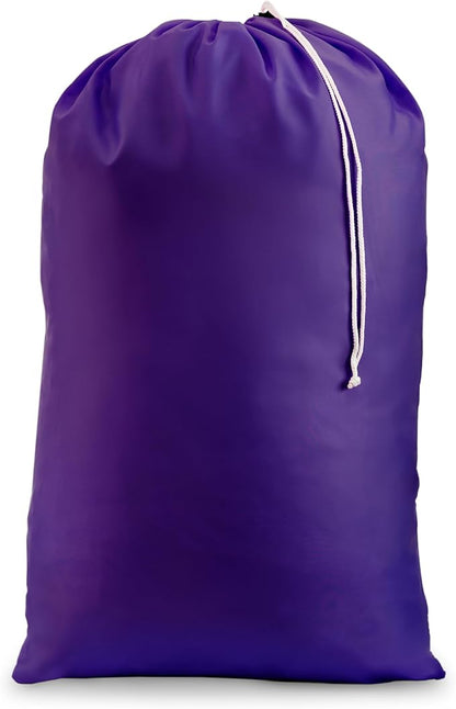 Handy Laundry Extra Large Heavy Duty Laundry Bag, 30" x 40" Nylon, Durable & Machine Washable, Locking Drawstring Closure, Fits Hamper or Basket, Travel & Dorm Room Essentials, Purple