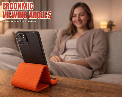Silicone Phone Holder Flexible Aluminum Bendable Phone Holder Silicone Phone Stand for Desk Travel Treadmill Travel Phone Stand for Plane(Orange)
