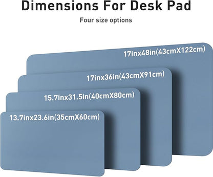 Aothia Leather Desk Pad Protector, Office Mat, Large Mouse Pad, Non-Slip PU Leather Blotter, Laptop Desk Pad, Waterproof Writing Pad for Office and Home (Denim Blue, 31.5" x 15.7")