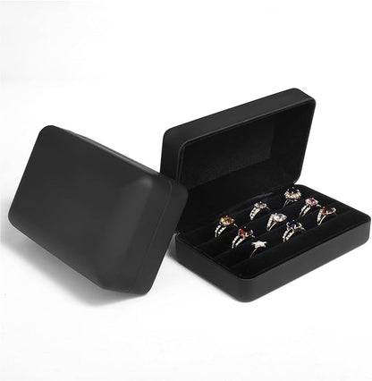 Small Ring Organizer Box. Travel Jewelry Storage Case. Ring Box for Multiple Rings. Portable Ring Display Holder for Women (Black S)