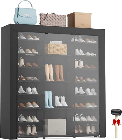9-Tier Large Tall Shoe Rack with Covers 40-46 Pairs, Sneaker Rack Organizer Shoes Cabinet Closed Shelves Shoe Stand Holder for Garage Bedroom,Zapateras Organizer for Shoes 50 Pares