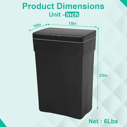 BestOffice 13 Gallon Trash Can Automatic Kitchen Trash Can Touch Free High-Capacity Garbage Can with Lid for Bedroom Bathroom Home Office 50 Liter (Black, 1) (4, Black)