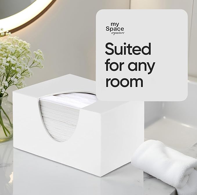 Tissue Box Cover Rectangle - Tissue Box Holder Rectangular - Compatible with Puffs - Acrylic White Bathroom Accessories Décor