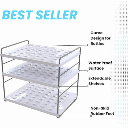 YAN & HIN Expandable Water Bottle Organizer for Cabinet, 3 Tier Tumbler Organizer, Adjustable Bottle Holder for Stanley, Hydro Flask, Kitchen Pantry Storage Rack (2 Pack)