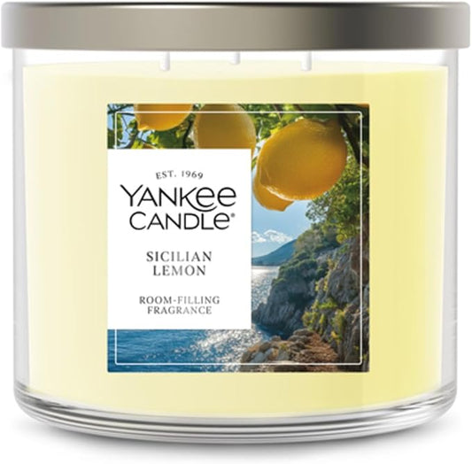 Yankee Candle Sicilian Lemon, Scented Candle, 14.5oz 3-Wick Candle Jar with up to 40 Hours Burn Time