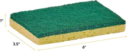 Scrubee Heavy Duty Scrub Large Sponge with Scouring Pad, Kitchen Dishwashing, Sink, Pot and Frying Pan Cellulose Scrubber Sponge Non Scratch. By Superio… (6" 3 Pack)