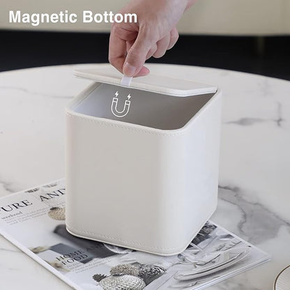 MEIBOOCH PU Leather Tissue Box Cover with Magnetic Closure, Square Tissue Box Holder with Rounded Edges Design (Beige, Square)
