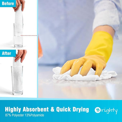 Orighty Microfiber Cleaning Cloth, 400 Pack Highly Absorbent Cleaning Rags, Household Cleaning Supplies, Reusable Microfiber Towels Lint Free Cloths for House, Kitchen, Car Care, 12x11 inch, White
