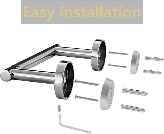 Toilet Paper Holder, Double Post Pivoting Design, Stainless Steel Rustproof Bathroom Tissue Holder, Wall Mount Fits Mega Rolls, for Home, RV, Commercial Bathroom Chrome